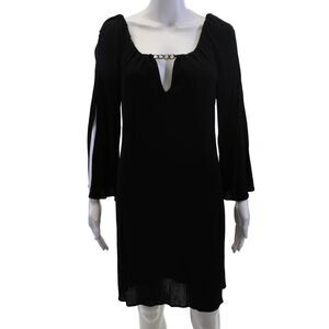 Milly Women Shift Dress Black Long Sleeve Viscose Size M